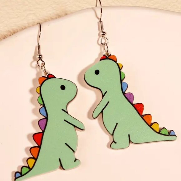 Dinosaur Designs Jewelry - BRAND NEW Everyday Dino Casual Fun Dangle Hook Style Earrings Unisex Ligtweight